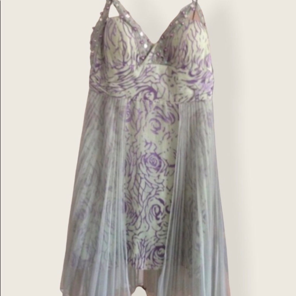 🔴Stunning Light Green/Purple Dress - Picture 1 of 4
